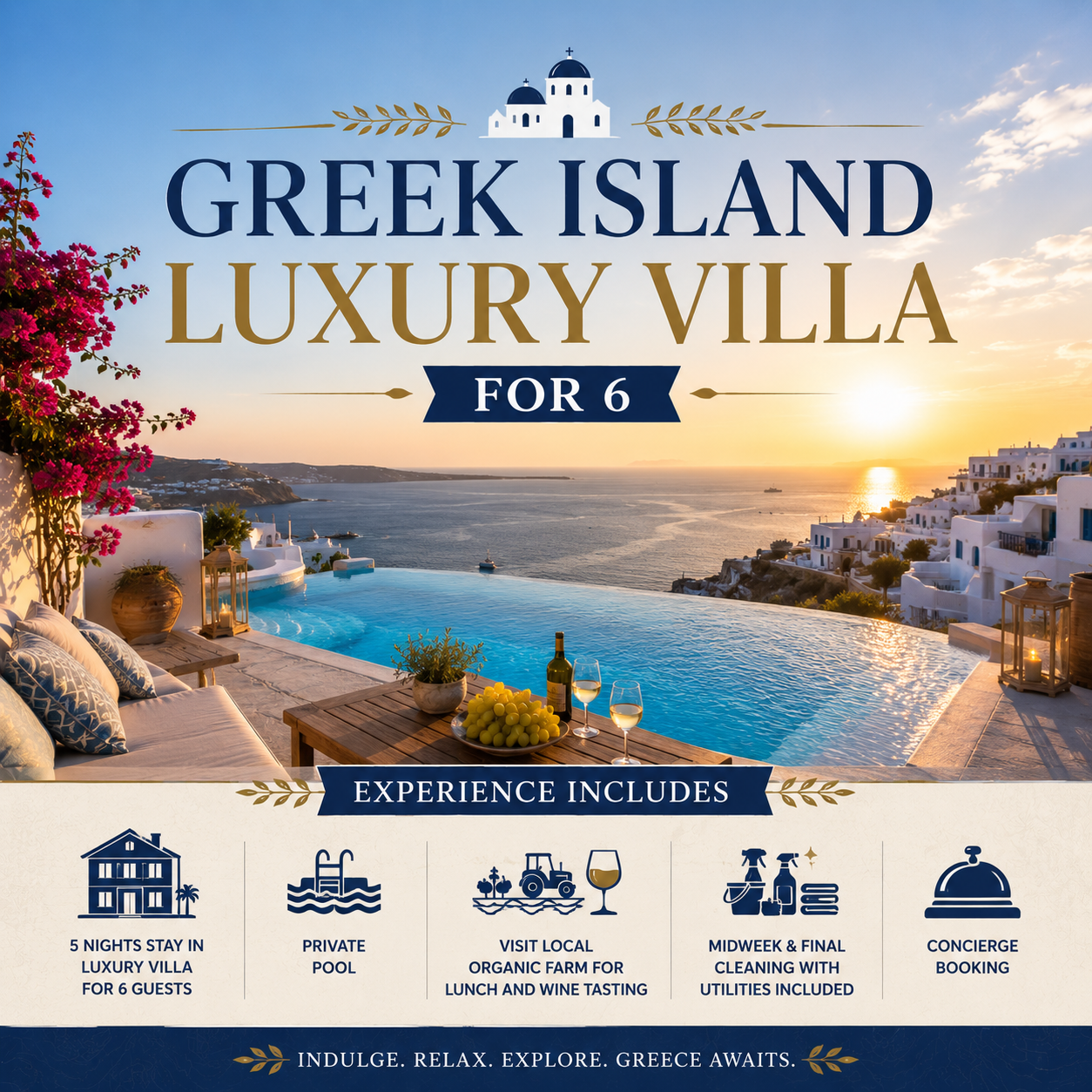 Greek Island Luxury Villa for 6
